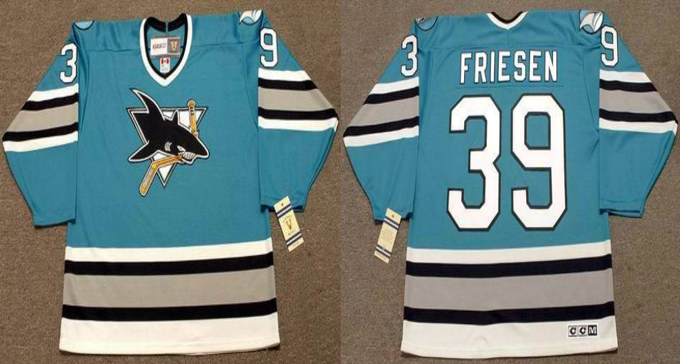 2019 Men San Jose Sharks 39 Friesen blue style 2 CCM NHL jersey
